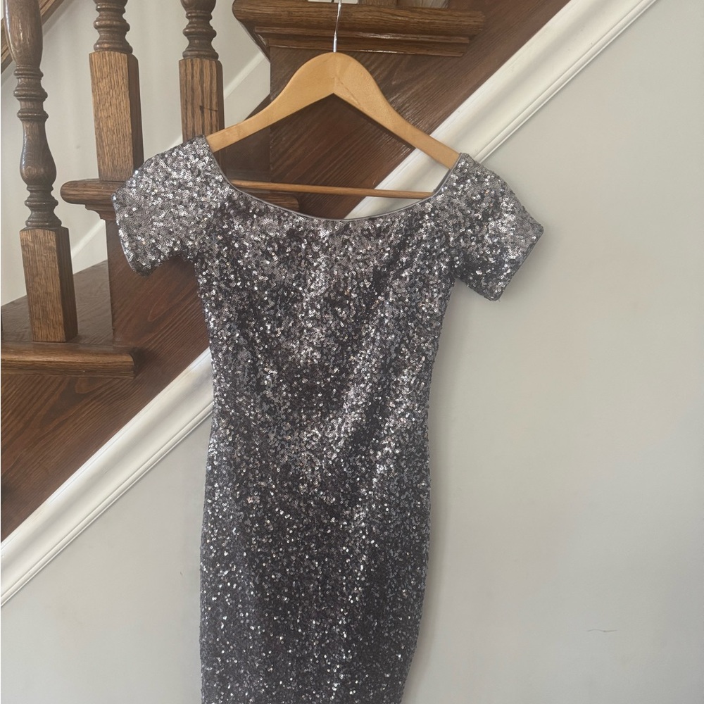 Aidan Mattox Silver Sequin Dress